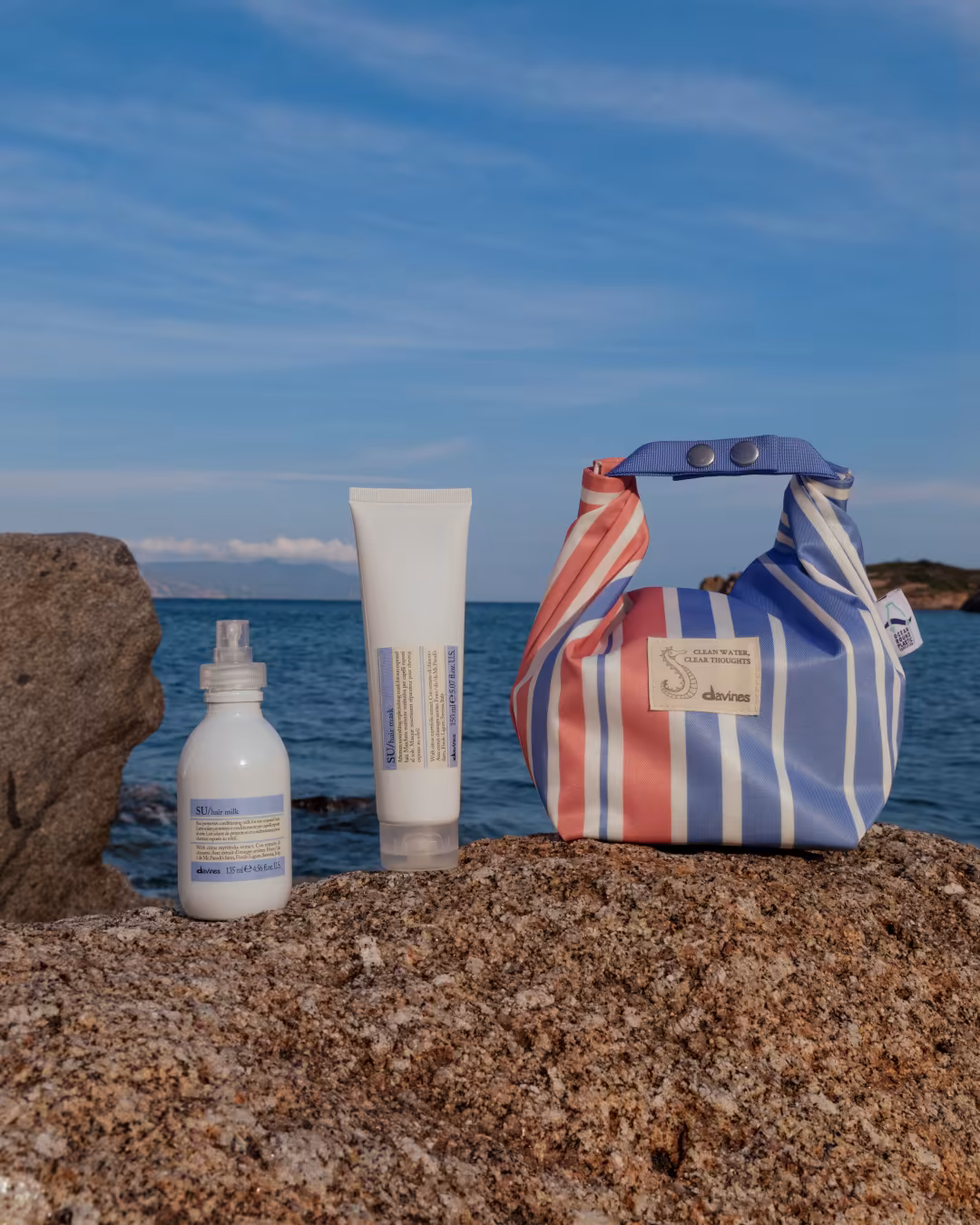 Image showcasing Davine's commitment to environmental responsibility, with packaing cuts